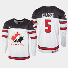 Men's Canada Brandt Clarke #5 2021 IIHF U18 World Championship White Jersey