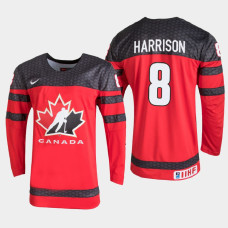 Men's Canada Brett Harrison #8 2021 IIHF U18 World Championship Red Jersey