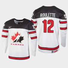 Men's Canada Conner Roulette #12 2021 IIHF U18 World Championship White Jersey