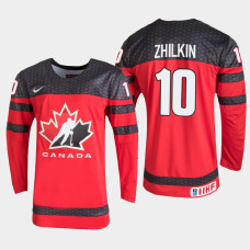 Men's Canada Danny Zhilkin #10 2021 IIHF U18 World Championship Red Jersey