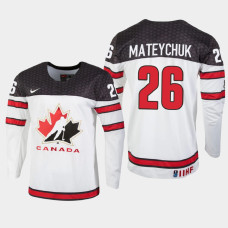 Men's Canada Denton Mateychuk #26 2021 IIHF U18 World Championship White Jersey