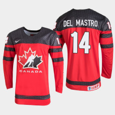 Men's Canada Ethan del Mastro #14 2021 IIHF U18 World Championship Red Jersey