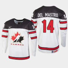 Men's Canada Ethan del Mastro #14 2021 IIHF U18 World Championship White Jersey