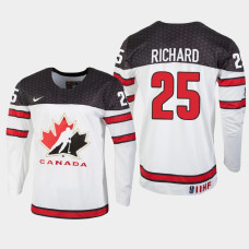 Men's Canada Guillaume Richard #25 2021 IIHF U18 World Championship White Jersey