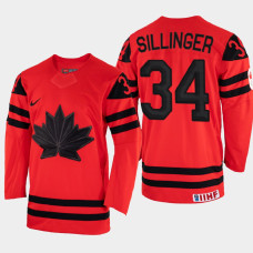 Canada #34 Cole Sillinger 2022 IIHF World Championship Red Away Jersey