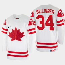 Cole Sillinger 2022 IIHF World Championship Canada Hockey Jersey White #34 Uniform