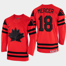 Dawson Mercer 2022 IIHF World Championship Canada Hockey Jersey Red #18 Uniform