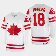 Dawson Mercer 2022 IIHF World Championship Canada Hockey Jersey White #18 Uniform