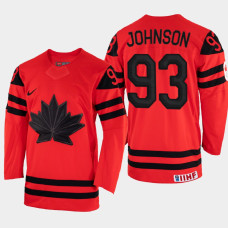 Canada #93 Kent Johnson 2022 IIHF World Championship Red Away Jersey