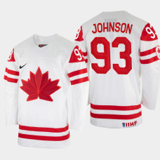 Kent Johnson 2022 IIHF World Championship Canada Hockey Jersey White #93 Uniform