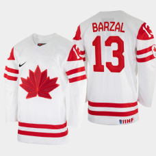 Mathew Barzal 2022 IIHF World Championship Canada Hockey Jersey White #13 Uniform