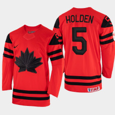 Nick Holden 2022 IIHF World Championship Canada Hockey Jersey Red #5 Uniform