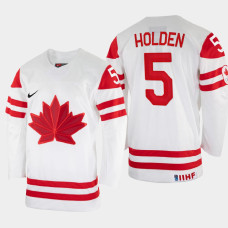 Nick Holden 2022 IIHF World Championship Canada Hockey Jersey White #5 Uniform