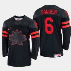 Canada #6 Travis Sanheim 2022 IIHF World Championship Black Replica Jersey