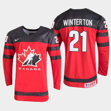 Men's Canada Ryan Winterton #21 2021 IIHF U18 World Championship Red Jersey