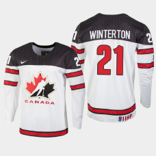 Men's Canada Ryan Winterton #21 2021 IIHF U18 World Championship White Jersey