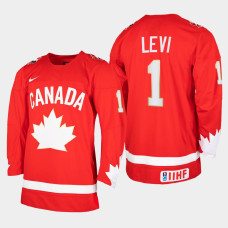 Men Canada Team Devon Levi #1 2021 IIHF World Junior Championship Heritage Limited Red Jersey