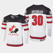 Men's Canada Tyler Brennan #30 2021 IIHF U18 World Championship White Jersey