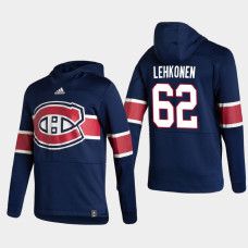 Men's Montreal Canadiens Artturi Lehkonen #62 2021 Reverse Retro Authentic Pullover Special Edition Navy Hoodie