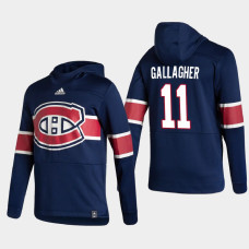 Men's Montreal Canadiens Brendan Gallagher #11 2021 Reverse Retro Authentic Pullover Special Edition Navy Hoodie