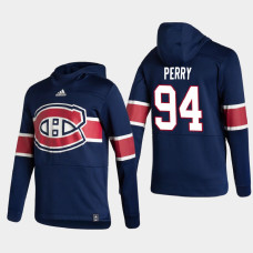 Men's Montreal Canadiens Corey Perry #94 2021 Reverse Retro Authentic Pullover Special Edition Navy Hoodie