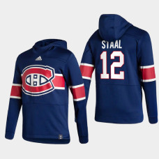 Men's Montreal Canadiens Eric Staal #12 2021 Reverse Retro Special Edition Pullover Blue Hoodie