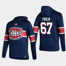 Men's Montreal Canadiens Michael Frolik #67 2021 Reverse Retro Authentic Pullover Special Edition Navy Hoodie