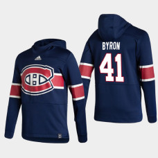 Men's Montreal Canadiens Paul Byron #41 2021 Reverse Retro Authentic Pullover Special Edition Navy Hoodie