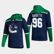 Men's Vancouver Canucks Adam Gaudette #96 2021 Reverse Retro Authentic Pullover Special Edition Navy Hoodie