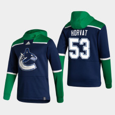 Men's Vancouver Canucks Bo Horvat #53 2021 Reverse Retro Authentic Pullover Special Edition Navy Hoodie