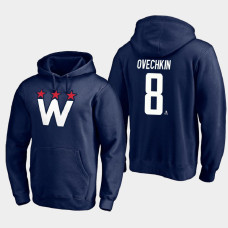 Men's Washington Capitals Alexander Ovechkin #8 2021 Alternate Team Logo Pullover Navy Hoodie