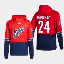 Men's Washington Capitals Connor McMichael #24 2021 Reverse Retro Authentic Pullover Special Edition Red Hoodie