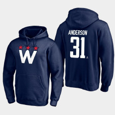 Men's Washington Capitals Craig Anderson #31 2021 Alternate Team Logo Pullover Navy Hoodie