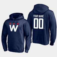 Men's Washington Capitals Custom #00 2021 Alternate Team Logo Pullover Navy Hoodie