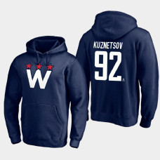 Men's Washington Capitals Evgeny Kuznetsov #92 2021 Alternate Team Logo Pullover Navy Hoodie