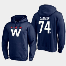 Men's Washington Capitals John Carlson #74 2021 Alternate Team Logo Pullover Navy Hoodie