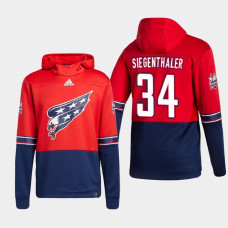 Men's Washington Capitals Jonas Siegenthaler #34 2021 Reverse Retro Authentic Pullover Special Edition Red Hoodie