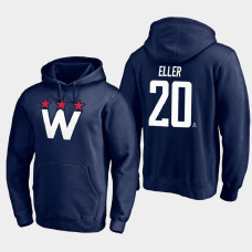 Men's Washington Capitals Lars Eller #20 2021 Alternate Team Logo Pullover Navy Hoodie