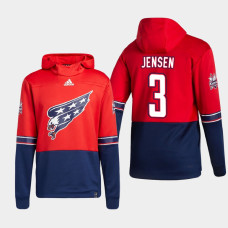 Men's Washington Capitals Nick Jensen #3 2021 Reverse Retro Authentic Pullover Special Edition Red Hoodie