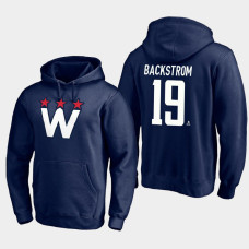 Men's Washington Capitals Nicklas Backstrom #19 2021 Alternate Team Logo Pullover Navy Hoodie