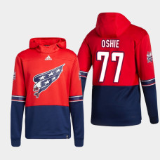 Men's Washington Capitals T.J. Oshie #77 2021 Reverse Retro Authentic Pullover Special Edition Red Hoodie