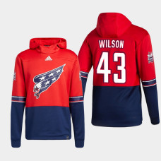 Men's Washington Capitals Tom Wilson #43 2021 Reverse Retro Authentic Pullover Special Edition Red Hoodie