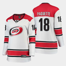 Women Carolina Hurricanes Cedric Paquette #18 Away 2021 Breakaway White Jersey