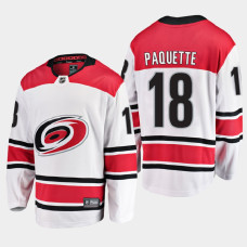 Men's Carolina Hurricanes Cedric Paquette #18 Away 2021 Breakaway White Jersey