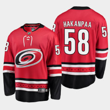 Men's Carolina Hurricanes Jani Hakanpaa #58 Home 2021 Red Jersey