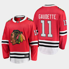 Men's Chicago Blackhawks Adam Gaudette #11 Home 2021 Red Jersey