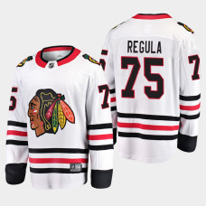 Men's Chicago Blackhawks Alec Regula #75 Away 2021 White Jersey