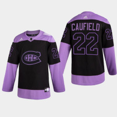 Montreal Canadiens Cole Caufield 2021 Hockey Fights Cancer Night Purple Jersey