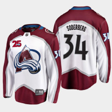 Men's Colorado Avalanche Carl Soderberg #34 Away 2021 White Jersey