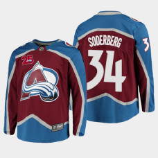 Men's Colorado Avalanche Carl Soderberg #34 Home 2021 Burgundy Jersey